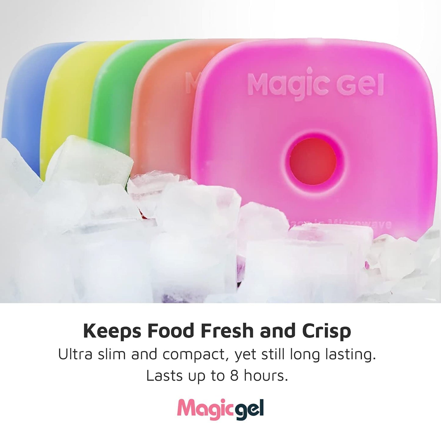 5 pc Colourful Lunch Box Ice Pack Coolers, Lightweight and Long-lasting