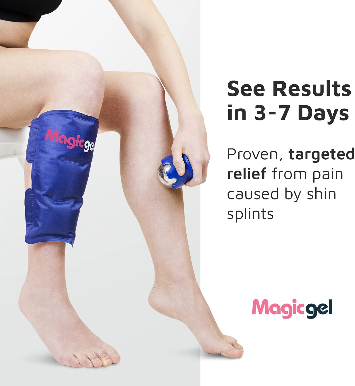 Shin Ice Pack - A Complete Recovery Kit for Shin Splints (With Roller and Stretch Band)